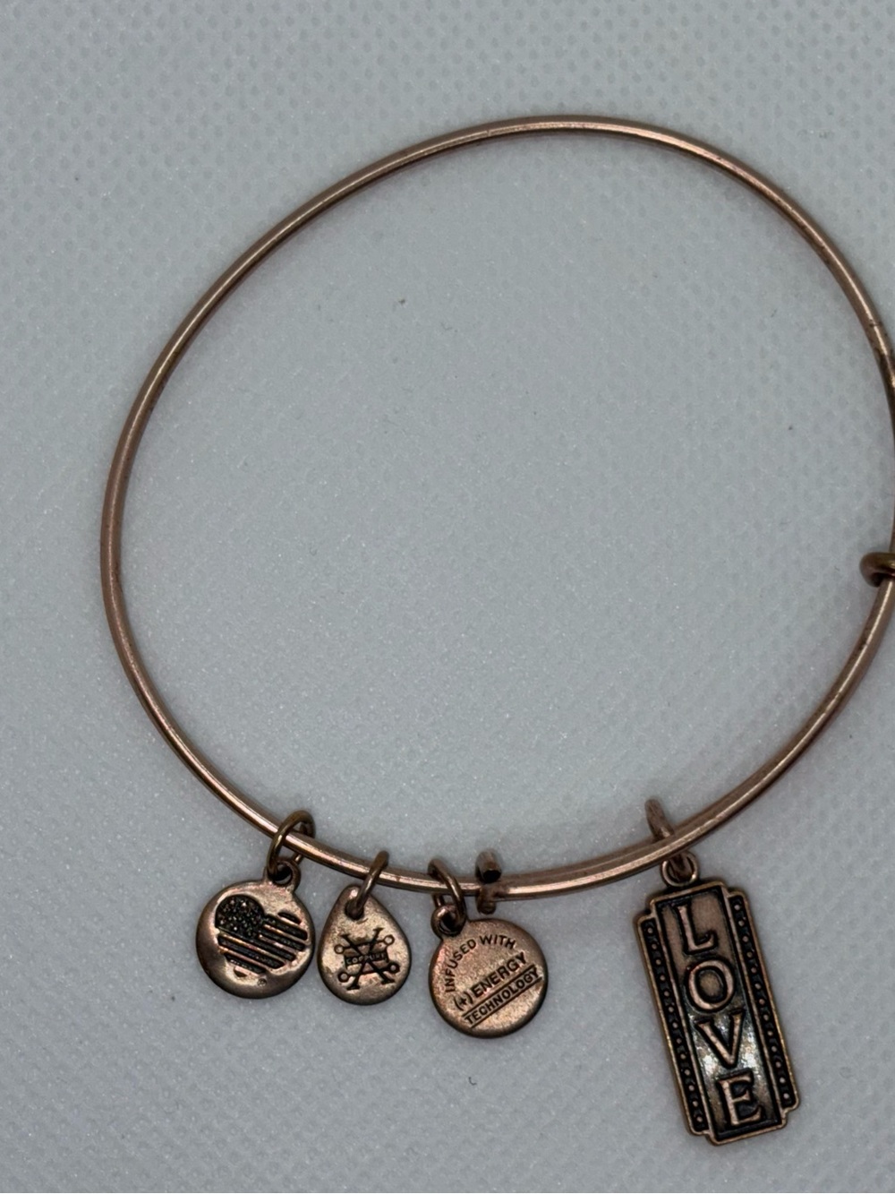 Alex and Ani Rose Gold-Tone Charm Bracelet with Energy Technology Disc